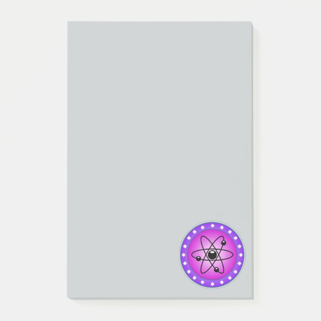 Atom Symbol auf rosa Hintergrund Post-it Klebezettel (Vorderseite)