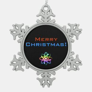 Atom-Weihnachten der frohen Weihnacht-  Schneeflocken Zinn-Ornament