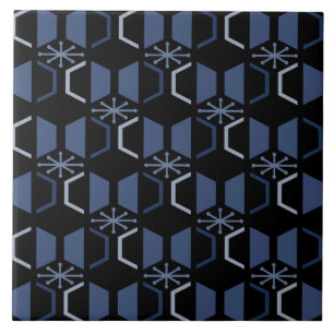 Atomalter Hexagons Schwarz Blau Fliese