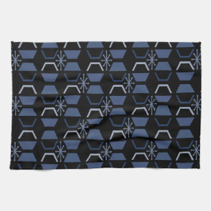 Atomalter Hexagons Schwarz Blau Geschirrtuch