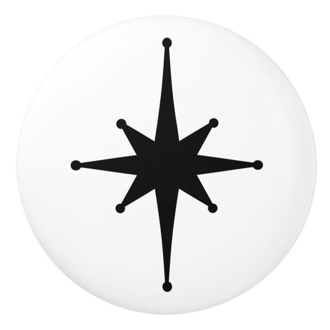 Atomalter Retro 50er Sternexplosion Single in Schw Keramikknauf (Vorderseite)