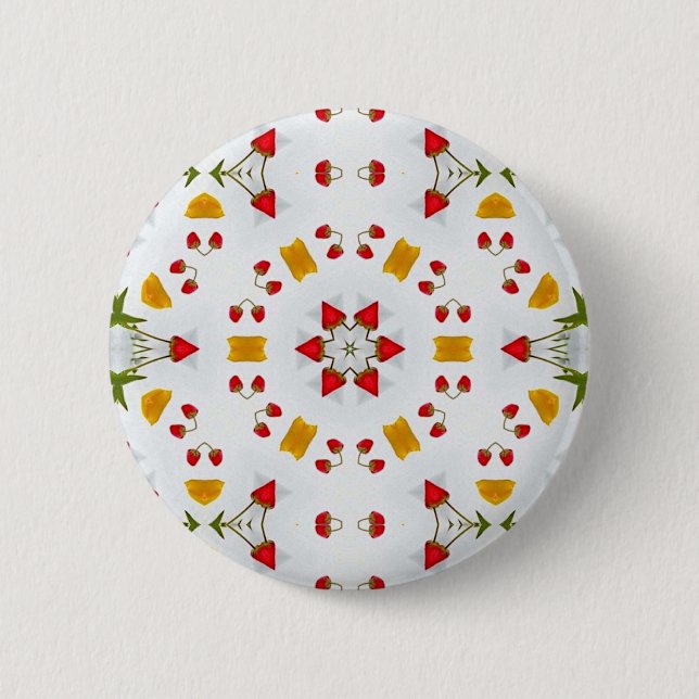 Atomar Mitte Jahrhundert Blumen Vintage Button (Vorderseite)