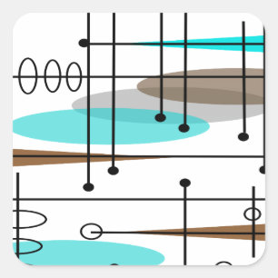 Atomära-Mitte- des Jahrhundertsmodernes abstraktes Quadratischer Aufkleber