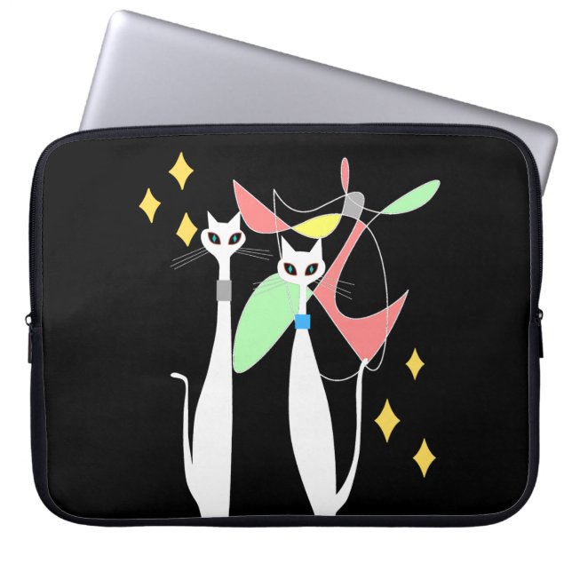 Atomära-Mitte- des Jahrhundertsmodernes cooles Laptopschutzhülle (Vorderseite)