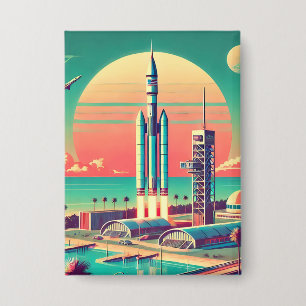 Atomare futuristische neue Startrampe in Florida Button