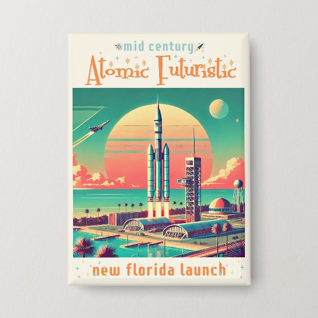 Atomare futuristische neue Startrampe in Florida Button (Vorderseite)