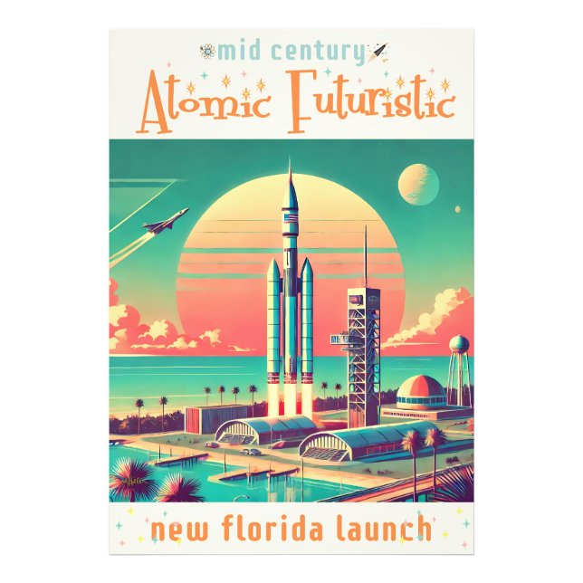 Atomare futuristische neue Startrampe in Florida Fotodruck (Vorne)