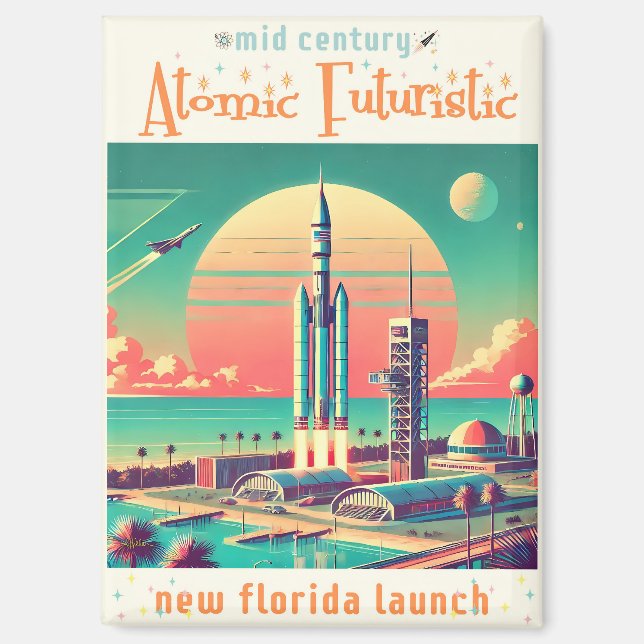 Atomare futuristische neue Startrampe in Florida Magnet (Vorderseite)