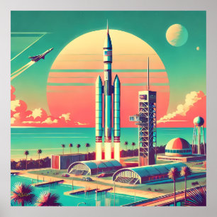 Atomare futuristische neue Startrampe in Florida Poster