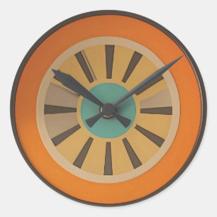 Atomare futuristische Orangenscheiben-Uhr Bild Runder Aufkleber