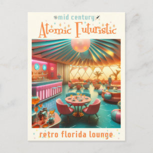 Atomare futuristische Retro-Florida-Lounge Postkarte