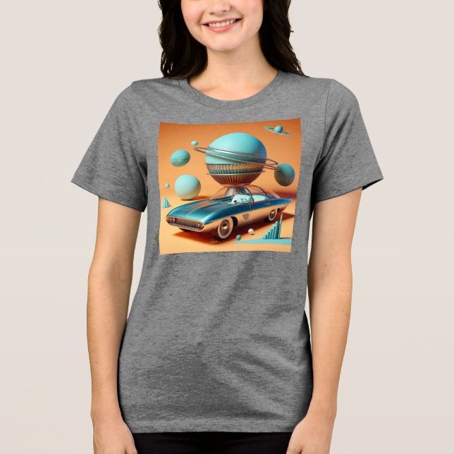 Atomare futuristische Sky View Cruiser Auto  Tri-Blend Shirt (Vorderseite)