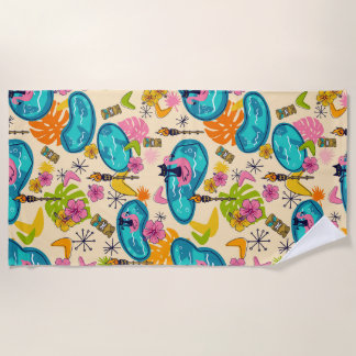 Atomare Kitty-Luau-Strandhandtuch - Tiki-Poolparty Strandtuch