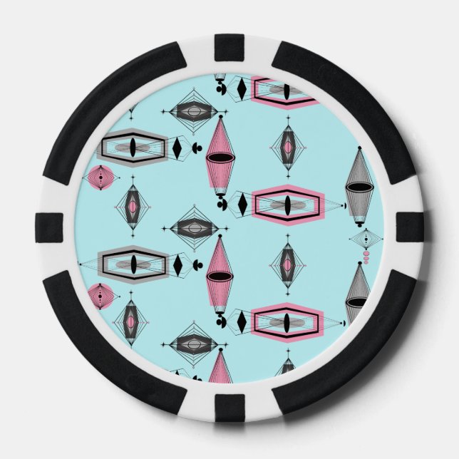 Atomare Poker Chips mit Rosa und Grau Muster (Vorderseite)