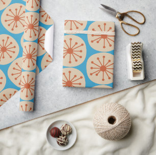 Atomare Punkte Retro-Muster im Stil der Mitte des Geschenkpapier