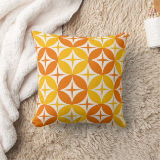 Atomare Sterne auf mittelorangefarbenen Kreisen Kissen