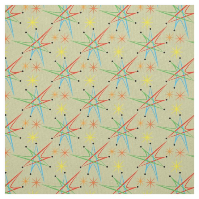 Atomare Sternexplosion Retro mehrfarbiges Muster Stoff (Muster)