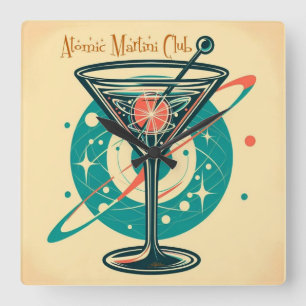Atomarer Martini Club Quadratische Wanduhr