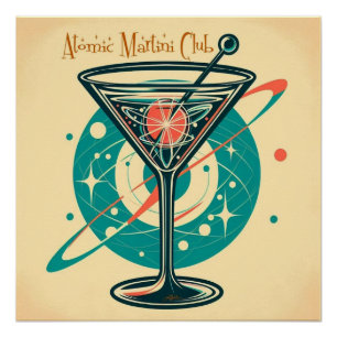 Atomarer Martini Club Weltraumzeitalter Poster