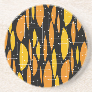 Atomarer Stil, schwarzes oranges geometrisches Mus Getränkeuntersetzer