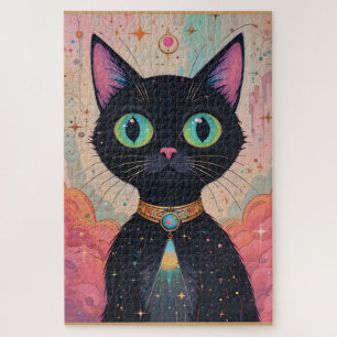 Atomares Futuristisches Kosmisches Schwarzes Katze