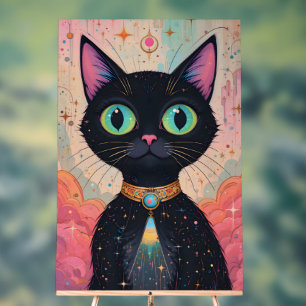 Atomares Futuristisches Kosmisches Schwarzes Katze Acrylschild