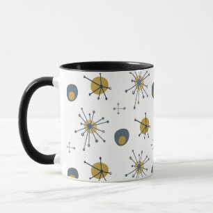 Atomares MCM-Sternenmuster Navy, Senf, Grau Tasse