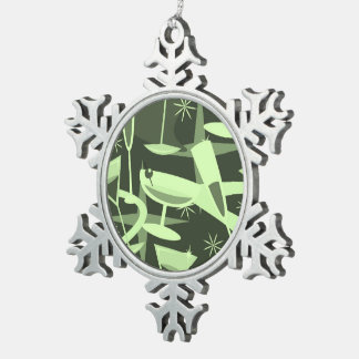 Atomarisches Retro-Martini-Cocktail-Muster aus den Schneeflocken Zinn-Ornament