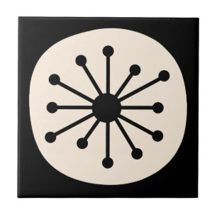Atomdot Mid Century Modernes Retro Black & Cream Fliese