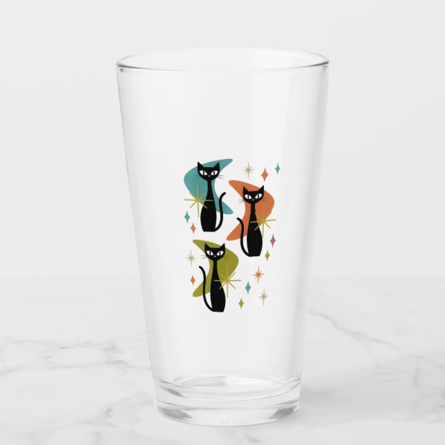 Atome Katzen mit Boomerangs Retro Drink Glas | (Vorderseite)