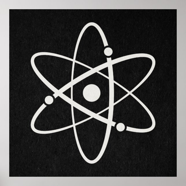 Atome Science Atomic Orbit Icon Molecule Art Black Poster (Vorne)