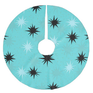 Atome türkisfarbene Sternexplosionen Baumrock Polyester Weihnachtsbaumdecke