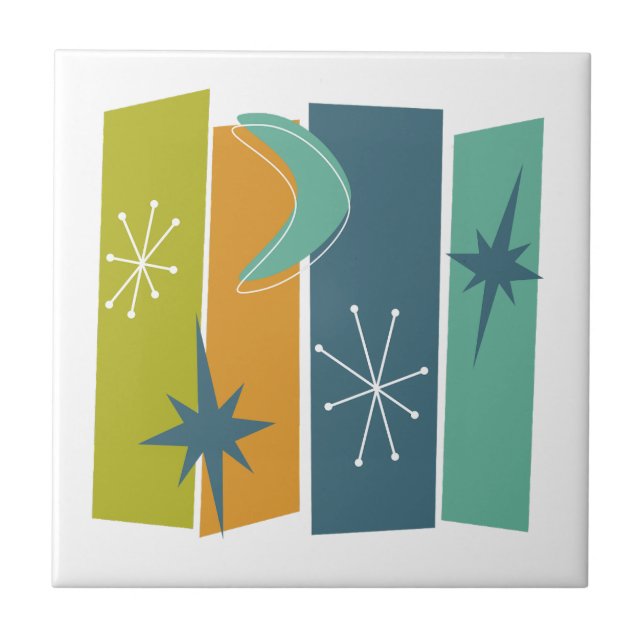 Atomera Rectangle Boomerang Stars Mid Mod Fliese (Vorderseite)