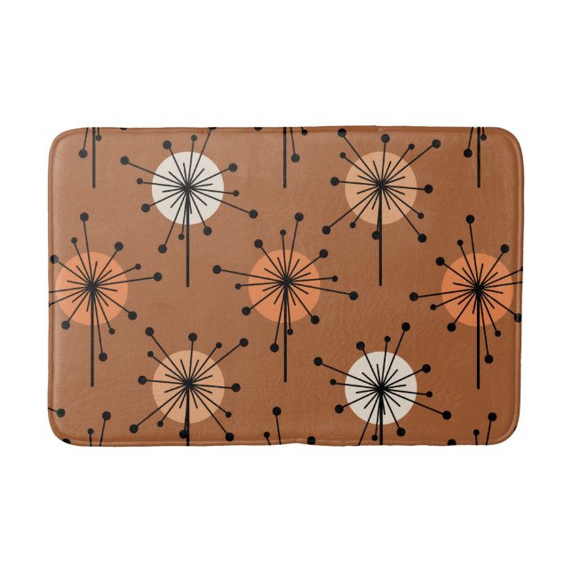 Atomera Sputnik Sternexplosion Blume Burnt Orange Badematte (Vorderseite)