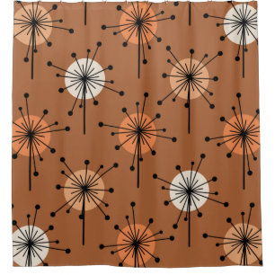 Atomera Sputnik Sternexplosion Blume Burnt Orange Duschvorhang