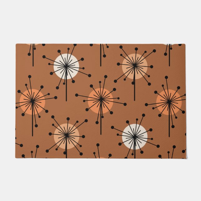 Atomera Sputnik Sternexplosion Blume Burnt Orange Fußmatte (Vorderseite)