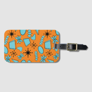 Atomförmige MCM-Formen Türkis auf Orange Gepäckanhänger