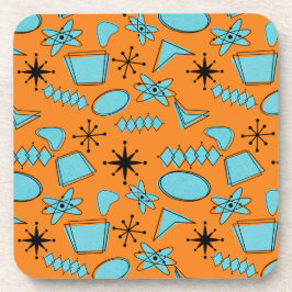Atomförmige MCM-Formen Türkis auf Orange Getränkeuntersetzer