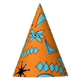 Atomförmige MCM-Formen Türkis auf Orange Partyhütchen