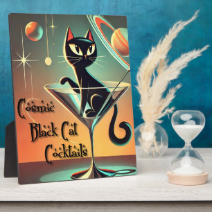 Atomfuturistic Space Age Black Cat Martini Fotoplatte