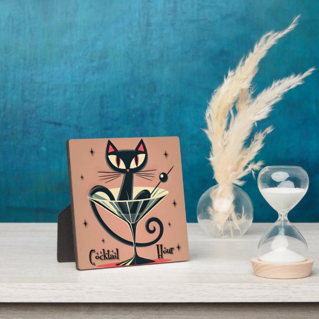 Atomfuturistic Space Age Black Cat Martini Fotoplatte (InSitu)