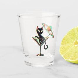 Atomfuturistic Space Age Black Cat Martini Schnapsglas