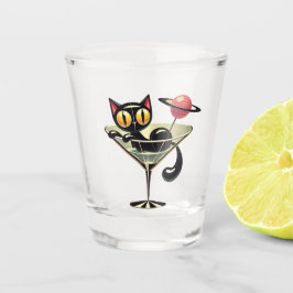 Atomfuturistic Space Age Black Cat Martini Schnapsglas
