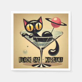 Atomfuturistic Space Age Black Cat Martini Serviette