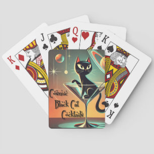 Atomfuturistic Space Age Black Cat Martini Spielkarten