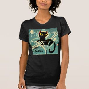 Atomfuturistic Space Age Black Cat Martini T-Shirt