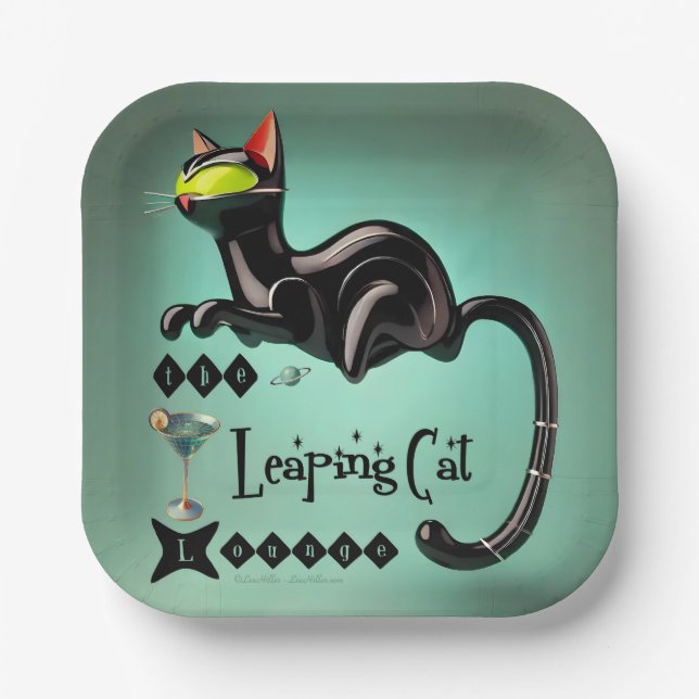 Atomfuturistic The Leaping Cat Lounge Pappteller (Vorderseite)