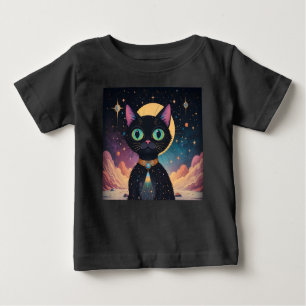 Atomfuturistische, kosmische schwarze Katze im Mon Baby T-shirt