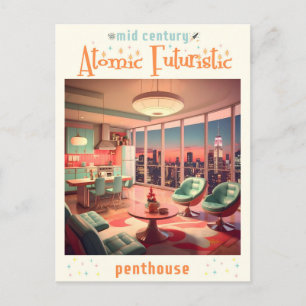 Atomfuturistische Penthouse Apartment Postkarte