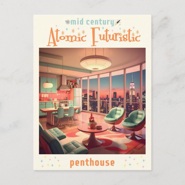 Atomfuturistische Penthouse Apartment Postkarte (Vorderseite)